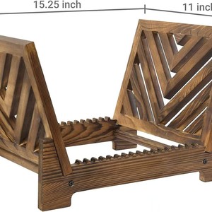 Wooden <b>Record</b> Rack Stained Glass CD Display <b>Stand</b> Multipurpose Storage Shelf for Vinyl <b>Records</b> and CDs - Product Image 2