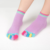 Chaussettes d'hiver pour femmes, cinq doigts, en pur coton, colorées, respirantes, absorbant la transpiration, avec boîte, vente en gros