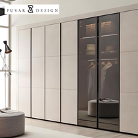 Armoire d'angle en L de luxe moderne, dressing de chambre personnalisé, solution clé en main pour toute la maison avec niche intégrée à LED