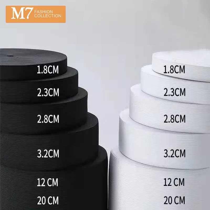 MSBJ0132 0.3cm-20cm Wholesale High-quality Logo Custom Polyester Crochet Elastic Band Webbing