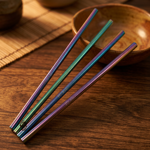 <b>Metal</b> Drinking <b>Straws</b> 4 Pack Reusable Modern Bar Accessories Multicolor Finish - Product Image 2