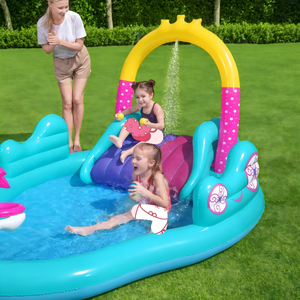 <b>Inflatable</b> Unicorn <b>Water</b> Play Center, Kids Backyard Splash Pad with <b>Slide</b> & Sprinkler, Outdoor Swimming Pool Toy for Toddlers - Product Image 5