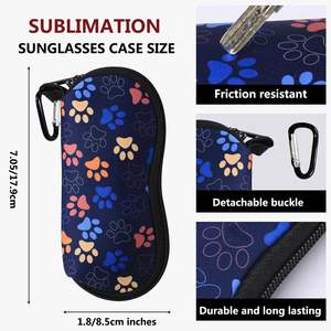 Étui pour lunettes de soleil à sublimation Étui pour lunettes de soleil en néoprène vierge avec boucle de montagne détachable Impression par transfert de chaleur - Product Image 2