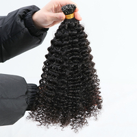 Extensions de Cheveux Micro-Maillons Pointes en K Alignées aux Cuticules, Cheveux Humains Vierge Frisés Naturels, Extensions en I