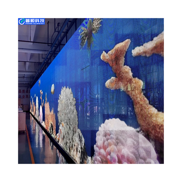 Pushunled Full  Store Shelving P2.5 Flexible Transparent Film Screen Large Airport LED Advertising Video Screen