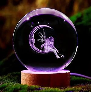 60mm fata sulla luna sfera di cristallo compleanno di san valentino luci regalo di natale multicolore palla luce notturna - Product Image 5