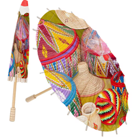 Parapluie artisanal personnalisé en papier éthiopien traditionnel avec manche en bois, parapluie de mariage personnalisé, parasols personnalisés