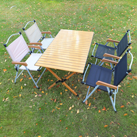 Table basse moderne en tube d'acier, ensemble de table à manger avec 4 chaises, table pliante d'extérieur pour camping, pique-nique et événements