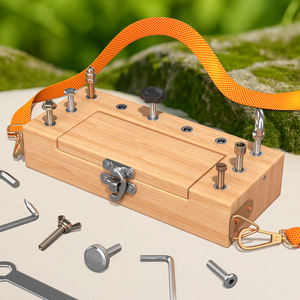 <span class=keywords><strong>Jouet</strong></span> sensoriel Montessori robuste et durable pour l'autisme, en bois naturel, avec tournevis, outils et planche d'activités - Product Image 1