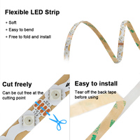 Tira de Píxeles LED WS2815 Flexible en Forma de S de 12V, Cinta LED RGBIC en Zigzag, Tira de Luz LED de 12V en Forma de S para Letras Corpóreas Ensambladas
