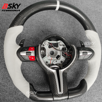 Volant en cuir blanc et fibre de carbone pour BMW F10 F20 M3 X1 X5 X6 X4 F30 F32 F33 F34 F35 X3 F25 F36 F80 F2 F22 F23 E90