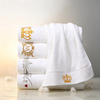 Wholesale Luxury Towels Set 100% Cotton White Thick Bath Hand Face Towel Custom Embroidery Logo Customizable Hotel Towel Low Moq