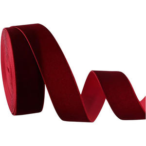 Rouleau de ruban de Noël en velours 2.5CM Ruban de velours de mariage 3.8CM Ruban de velours rouge pour emballage de cadeaux d'arbre de Noël - Product Image 1