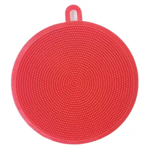 Brosse ronde en silicone souple à huile antiadhésive multifonctionnelle Brosse à vaisselle en éponge de silicone