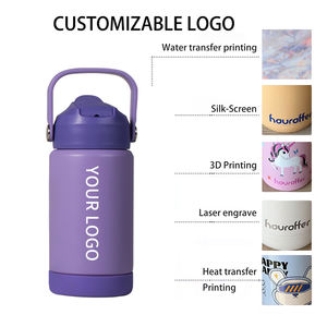 ชั่วโมงของข้อเสนอที่กำหนดเองโลโก้12ออนซ์สุญญากาศฉนวนสแตนเลสขวดน้ำเด็กหลอดในตัวถือสำหรับตั้งแคมป์ - Product Image 3