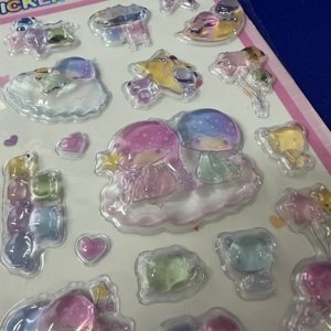 Autocollants en époxy à bulles Twin Star Girl, autocollants 3D brillants en forme de lune, nuage, poney, cœur pour journal, téléphone, décoration artisanale - Product Image 2