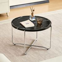 Table basse moderne en MDF ronde avec base chromée, prix d'usine OEM