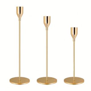 En gros, Candelabres hauts en métal doré, porte-bougies de mariage, ensembles de supports et centres de table en laiton pour table de mariage - Product Image 3