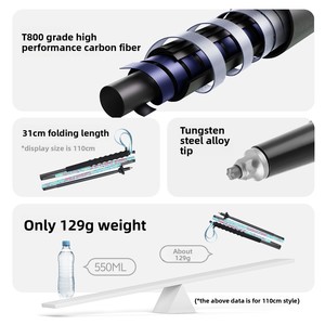 Bastón de Trekking de Fibra de Carbono T800 con Puntas de Acero de Tungsteno, Bastón Plegable Ultraligero para Senderismo y Trail Running - Product Image 2