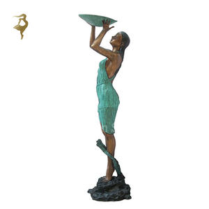 Patung air mancur putri duyung dan lumba-lumba cetakan tangan pantai buatan tangan - Product Image 1