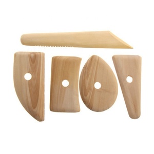 Outils en bois pour la céramique DIY, 5 pièces, outils de modelage en bois, côtes pour potiers, pour la sculpture en céramique, l'argile polymère, la sculpture et le modelage - Product Image 1