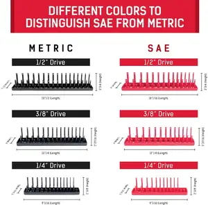 6ピースソケットオーガナイザートレイ-SAE & メトリックソケットホルダー-ソケットレールトレイツールトレイツールボックス