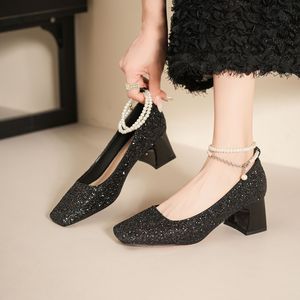 Zapatos de Novia 5688G con Tacón Cuadrado, Correa en el Tobillo, Decoración de Cristales y Brillo, Cómodos para Boda - Product Image 3