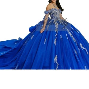 S0565Y 2026 Nuovo Abito Blu in Tulle con Spalle Scoperte, Adatto per Adulti, Perfetto per l'Uso Quotidiano o Come Abito <span class=keywords><strong>da</strong></span> Damigella - Product Image 3