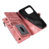 Dompet Kulit PU untuk iPhone 16 Pro, 9 Slot Kartu + Kantong Koin Ber-resleting, Penyangga, Pemblokir RFID, 360 °   Perlindungan