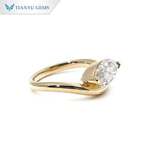 Anillo de Diamante Cultivado en Laboratorio con Tallo Curvo Personalizado de Tianyu Gems, Oro Sólido de 10K, Anillo de Compromiso, Color de Piedra y Anillo Personalizables - Product Image 2