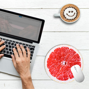 Tapis de souris mignon en forme de fruit, rond, rose, tranche de pamplemousse, petit tapis de souris, écologique, base en caoutchouc antidérapante, tapis de souris pour le bureau, cadeau - Product Image 2