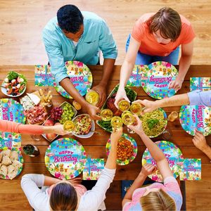 Articles de décoration pour fête hawaïenne, assiettes de fête d'anniversaire tropicales Luau, assiettes de fête estivales sur le thème de la plage, serviettes et vaisselle - Product Image 4