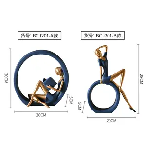 Nordic สร้างสรรค์หัตถกรรมประติมากรรมในร่มห้องนอนโมเดิร์นศึกษาไวน์ตู้ห้องนั่งเล่นหัตถกรรมเรซิ่นอ่านโยคะสาวรูปปั้น