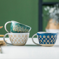 Tasse à café rétro en céramique grossière, tasse à eau large à bouche inclinée, tasse en céramique