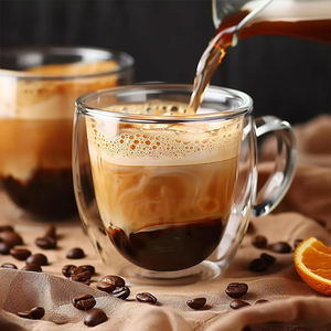 Vaso de Vidrio Borosilicato de Doble Pared Transparente de 250 ml con Asa, Aislado, Resistente al Calor, Apto para Lavavajillas, Libre de BPA, Diseño Moderno para <span class=keywords><strong>Latte</strong></span> - Product Image 1