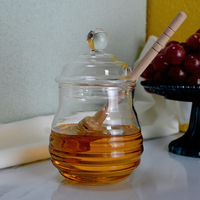 Pot de conservation en verre transparent 280 ml, best-seller, design créatif personnalisé, pour cuisine domestique, utilisation alimentaire sûre, avec cuillère à dipper