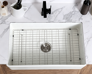 Keramische spoelbak ADLONE 33*20 inch enkele bak keuken keramische witte wastafel spoelbak porselein vierkant met afdruiprek accessoire - Product Image 6