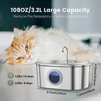 Fontaine automatique électrique/à piles pour animaux de compagnie en acier inoxydable arrondi pour boire de l'eau et se nourrir
