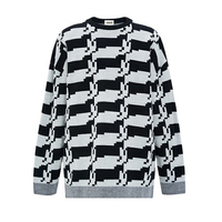 Benutzer definierte OEM & ODM Vintage geometrische Muster Jacquard Langarm Strick pullover Männer Pullover Männer Mode Pullover