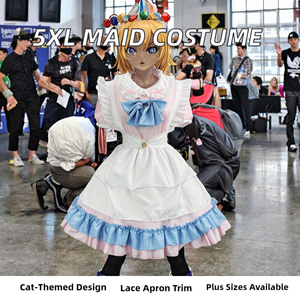 <span class=keywords><strong>Costume</strong></span> da donna carino gatto Lolita taglie forti 5XL Set completo con finiture in pizzo blu rosa grembiule e Set Cosplay di zampe di gatto - Product Image 2
