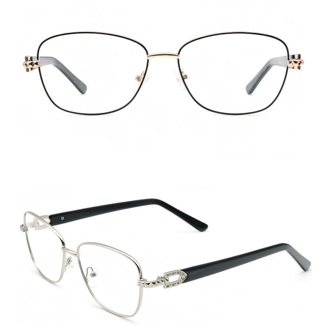 Trendy Retro Luxury Solid Women's Large Size High Quality Acetate+Metal Full Frame Cat Eye Custom Logo Eyewear