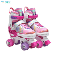 Patins à roulettes ajustables SeeMore à double rangée de roues lumineuses clignotantes pour enfants, idéaux pour la location en patinoire
