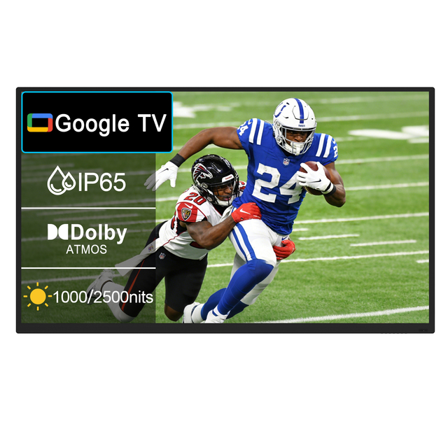 65 Inch High Brightness Outdoor 4K UHD TV - IP65 Waterproof Smart LCD Google TV Voice Assistant Remote ,5 Years Warranty