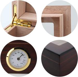 Humidor para Cigarros de Lujo con Tapa de Vidrio Templado, Exhibición Personalizada, Caja de Madera para Cigarros con Higrómetro - Product Image 2