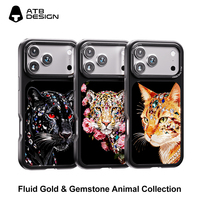 Étui de téléphone portable magnétique en plastique de luxe ATB, imprimé en relief 3D scintillant pour iPhone 15 Pro Max 16 17 Plus