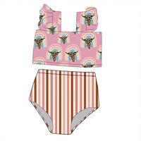 Nouveauté Maillot de bain deux pièces pour bébé fille Design plissé Style mignon pour la plage d'été