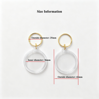 Cadre photo rond transparent personnalisé en acrylique avec porte-clés en métal DIY, pendentif porte-clés en plastique pour cadeau promotionnel