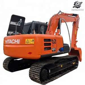 Excavatrice sur chenilles Hitachi 120 d'occasion, 12 tonnes, godet de 0,5 m³, marque japonaise d'origine, excavatrice de construction de taille moyenne, faible nombre d'heures, bon état - Product Image 1