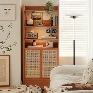 Nordic Style Minimalist Solid Wood Storage <b>Cabinet</b> 70x35x155cm Rattan Door Living Room <b>Cabinet</b> - Product Image 3