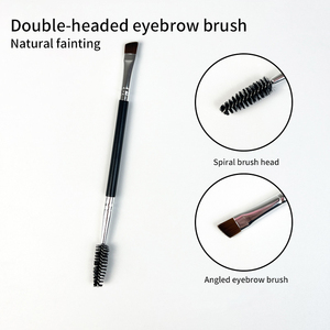 Venta al por mayor de brocha de cejas de doble cabeza con logotipo personalizado, brocha de maquillaje con bisel en espiral, brocha para pestañas - Product Image 1